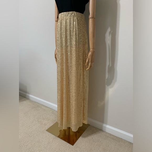 Long Gold Sequin Skirt - Picture 4 of 17